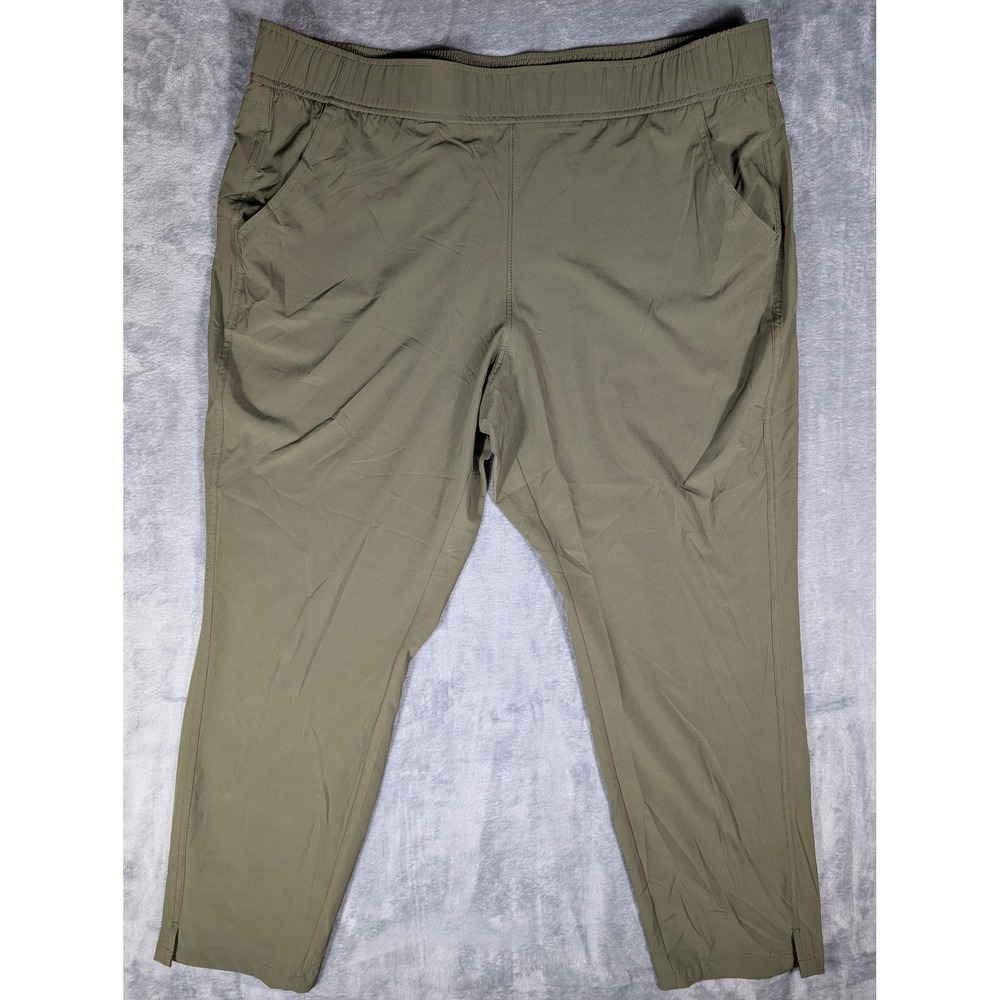 Eddie Bauer Women's XL Green High Rise Stretch Elastic Waist Ankle Hiking Pants